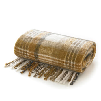 Ripon Supersoft Ochre Faux Mohair Jacquard Knitted Check Throw 130x180cm 41023704, 2 of 4