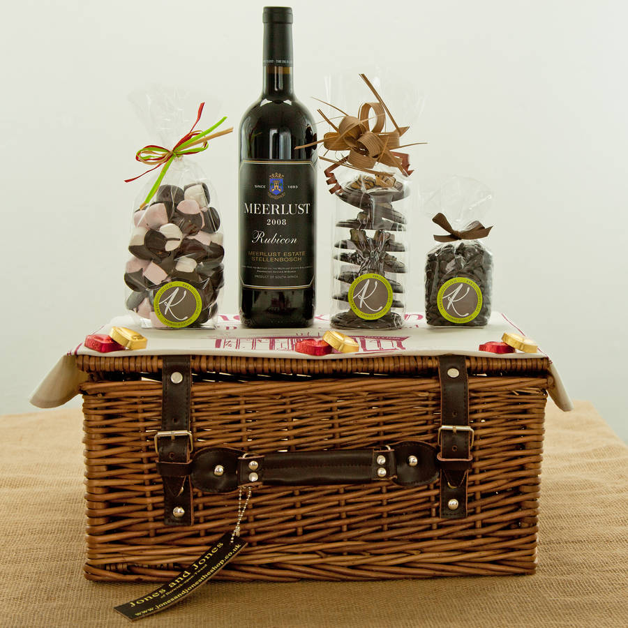 South African Red Wine And Chocolates Hamper By Jones and Jones of BerwickuponTweed