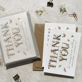 Personalised Cottage Garden Letters Wedding Thank You Cards, 4 of 7