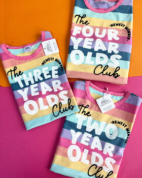 Birthday Club Rainbow Kids Birthday T Shirt, 3 of 5