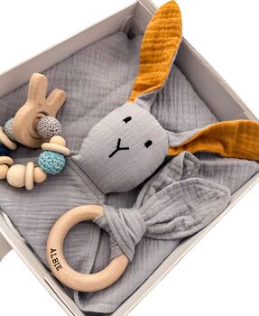 Bunny Muslin New Baby Gift Set In Keepsake Box, 7 of 12