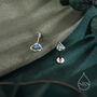 Tiny Blue Opal Planet Internally Threaded Flat Back Earrings In Sterling Silver, thumbnail 4 of 10