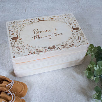 Personalised Memory Box With Woodland Design, 7 of 7