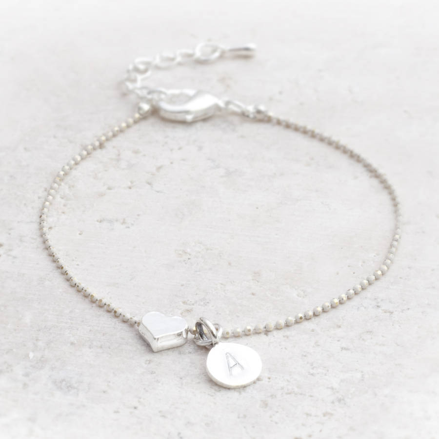 Tertia Silver Plated Heart Personalised Bracelet By Bloom Boutique Tertia Silver Plated Heart Personalised Bracelet