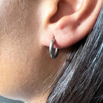 Stainless Steel Clicker Hinged Hoop Earrings, 4 of 8