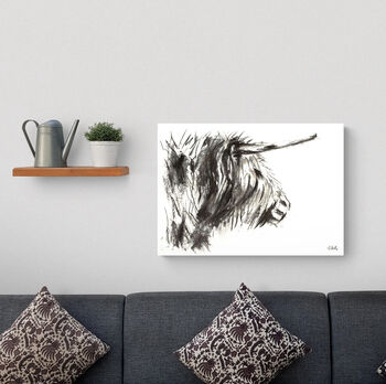 Highland Cow Canvas Print Eco Friendly, 2 of 3