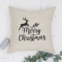 Merry Christmas Embroidered Cushion, thumbnail 1 of 3