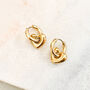 Chunky Puffed Heart Charm Huggie Hoop Earrings, thumbnail 2 of 2