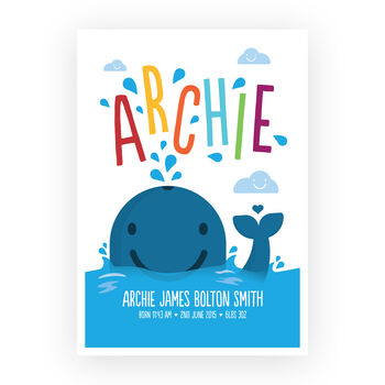 Personalised Childrens Whale Print, 3 of 5