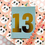 Mini Gold Foiled Number Thirteen Card, thumbnail 1 of 5