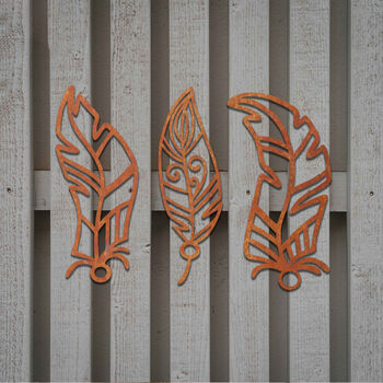 Set Of Rusty Metal Feathers Geometric Feathers Decor, 6 of 10