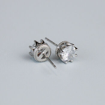 Sterling Silver White Crystal Stud Earrings, 4 of 6