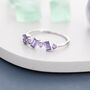 Lilac Purple Amethyst Baguette Cz Cluster Ring, thumbnail 6 of 11