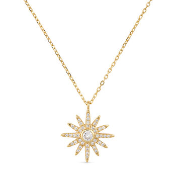 Dainty 14 K Gold Star Sun Necklace, 2 of 10