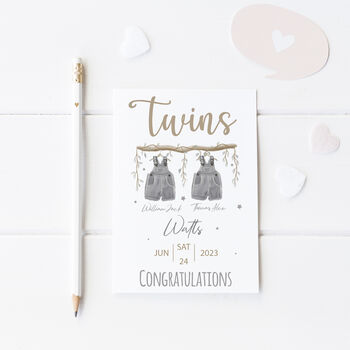 Twins Congratulations New Baby Card, 3 of 6