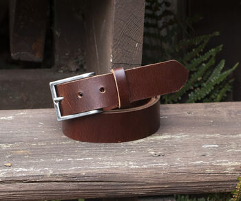 Handmade Leather Belt And Matching Keyring Mens Gift Made In The UK, 8 of 11