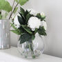Artificial White Peony Arrangement In Globe Vase, thumbnail 1 of 6