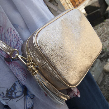 Personalised Gold Or Silver Box Cross Body Leather Bag, 6 of 12