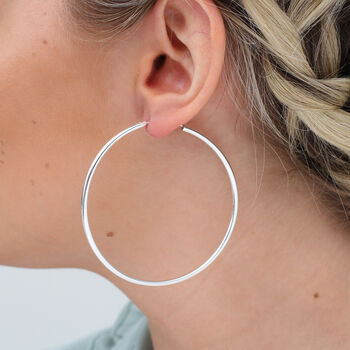 Sterling Silver Sleeper Style Hoop Earrings, 4 of 11