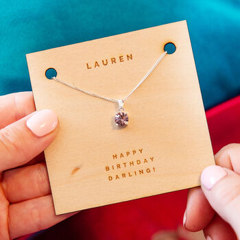 Personalised Birthday Silver Birthstone Necklace Card, 3 of 12