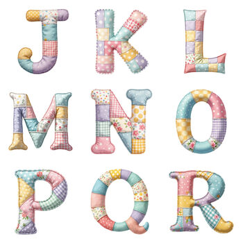 Personalised Patchwork Alphabet Grey Teddy Bear, 8 of 10
