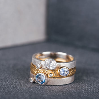 Asymmetrical Oval Diamond Platinum Engagement Ring, 2 of 3