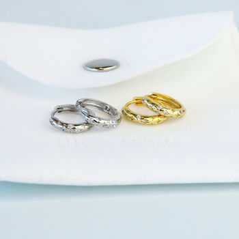 Sterling Silver Celestial Huggie Hoop Earrings, 5 of 7