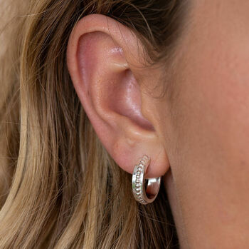Sterling Silver And Gold Vermeil Adorn Hoop Earrings, 4 of 7
