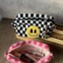 Checkered Punch Needle Smiley Make Up Bag, thumbnail 6 of 7