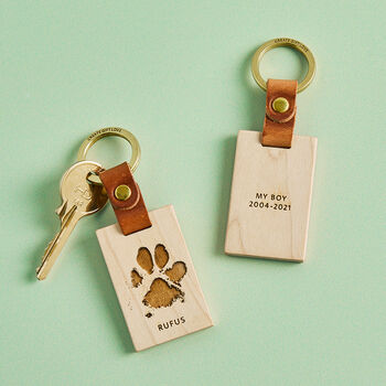 Personalised Wooden Paw Print Keyring, 2 of 4