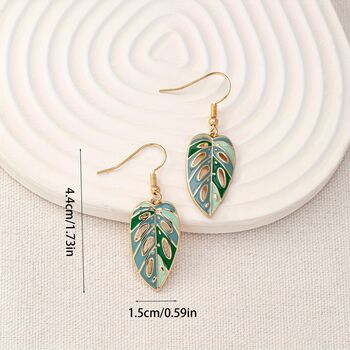 Green Boho Leaf Drop Earrings, 5 of 5