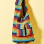 Handmade Bohemian Rainbow Stripe Shoulder Bag, thumbnail 6 of 6