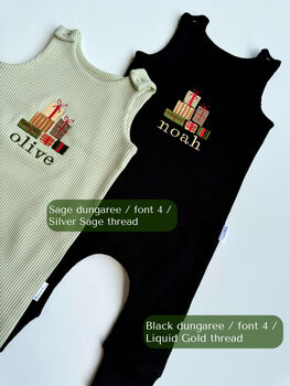 Personalised Giftbox Baby Dungarees Romper | Custom Christmas Outfit, 2 of 9