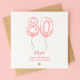 Personalised Blush Balloon 80th Birthday Card, thumbnail 4 of 4