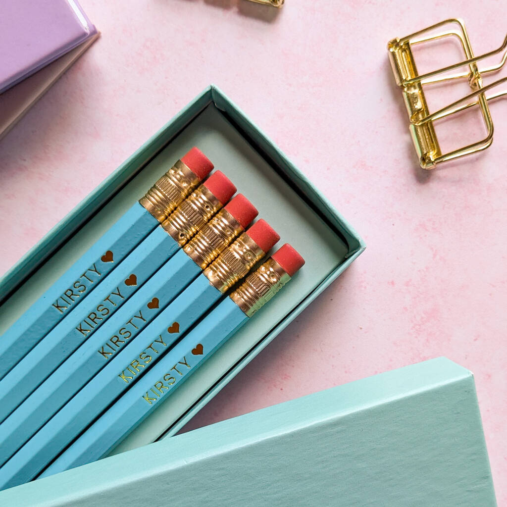Turquoise Personalised Pencil Gift Set, 1 of 1