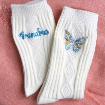 Personalised Cashmere Warm Bed Socks Gift For Grandma, 3 of 5