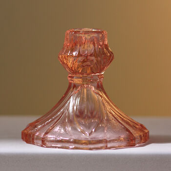 Vintage Art Deco Sowerby Glass Candlestick Pink, 2 of 4
