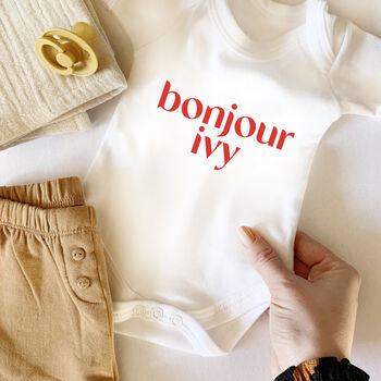 Bonjour, Personalised Babygrow Or T Shirt, 7 of 8