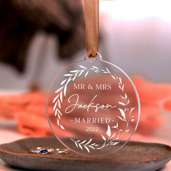 Personalised First Christmas Married Christmas Bauble, 9 of 11