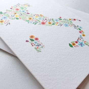 Floral Map Of Italy Greeting Card, 3 of 3