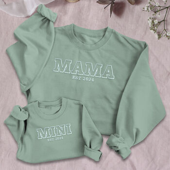 Personalised 'Mama' And 'Mini' Matching Embroidered Family Sweatshirts, 4 of 11