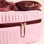 Personalised Large Pink And Burgundy Velvet Bow Vanity Makeup Bag, thumbnail 5 of 5