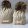Matching Parent And Baby Knitted Pom Pom Hats, thumbnail 7 of 12