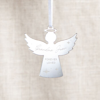 Metallic Mirror Memorial Angel Christmas Decoration, 2 of 2