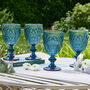 Set Of Four Embossed Blue Wine Glasses, thumbnail 6 of 9