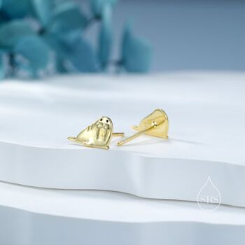 Tiny Walrus Stud Earrings In Sterling Silver, 6 of 12