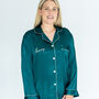 Special Offer! Women's Personalised Christmas Emerald Silky Satin Pj, thumbnail 3 of 7