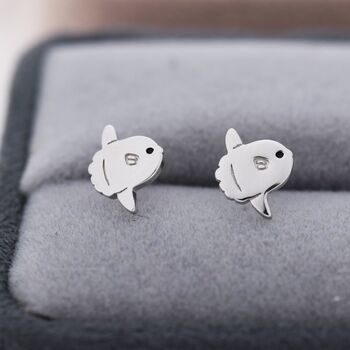 Ocean Sunfish Fish Stud Earrings In Sterling Silver, 4 of 12