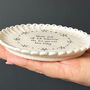 East Of India Scallop Porcelain Coaster Gift With Quote 'Never Put Off Till Tomorrow..', thumbnail 3 of 4
