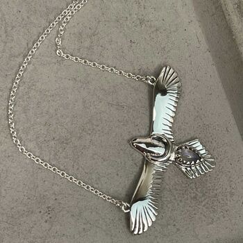 Sterling Silver Eagle Moonstone Necklace, Spirit Animal, 11 of 12